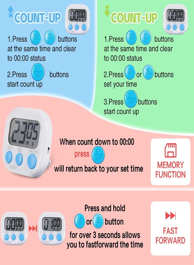 DISWALE 30 Pcs Digital Kitchen Timer Bulk, Magnetic Timers for Classroom, LCD Display, Loud Alarm, Electronic Minute Second Clock Timer for Teacher, Exercise, Cooking, Baking(6 Colors) - Image 5